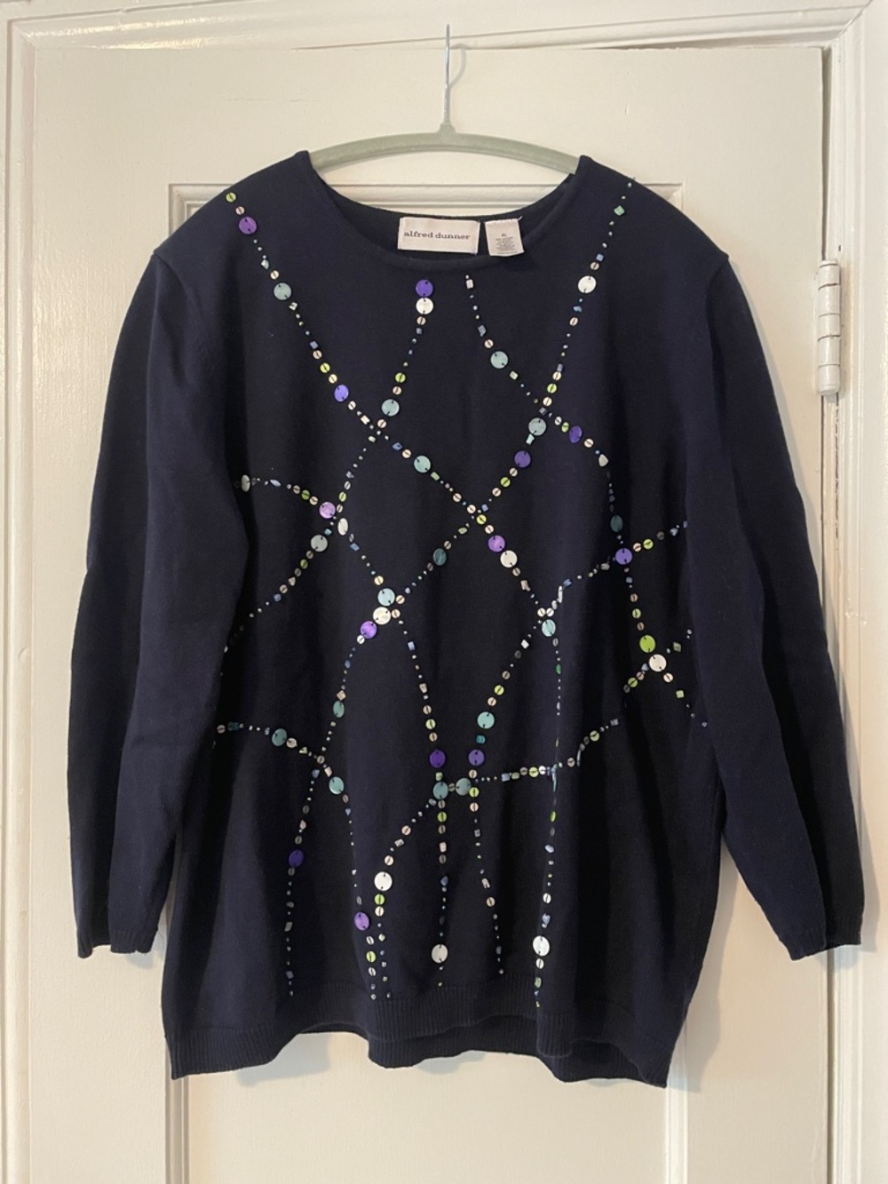 Alfred Dunner Navy Beaded Sweater